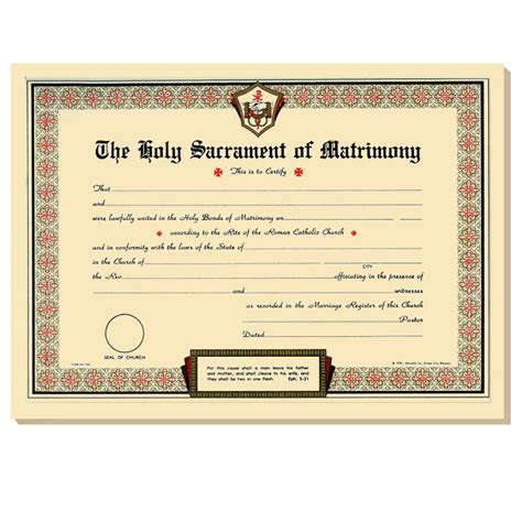 Pad Of 50 Roman Catholic Marriage Certificates St Patrick S Guild