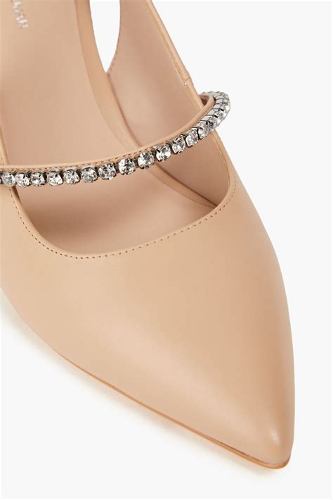 Stuart Weitzman Crystalline Embellished Leather Slingback Pumps