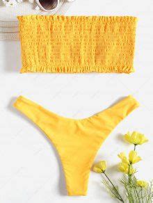 Smocked Bandeau Bikini Set In RUBBER DUCKY YELLOW ZAFUL 2024