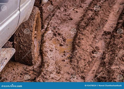 Tire Tracks on a Muddy Road. Stock Photo - Image of beige, dune: 93478024