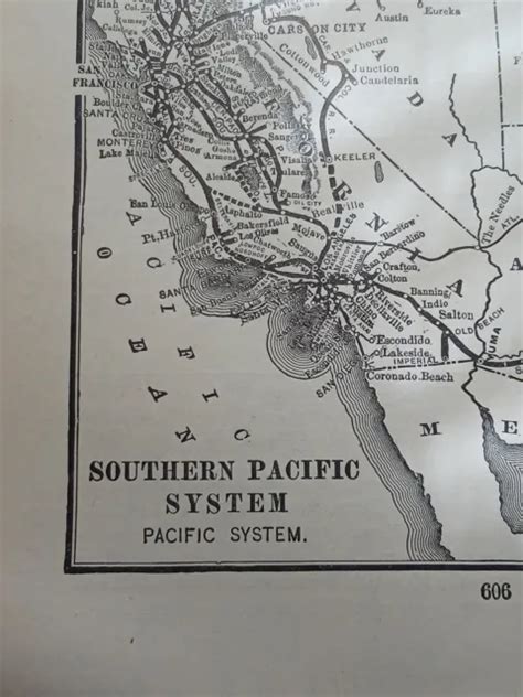 1904 Railroad Map Southern Pacific System West All Lines Stations Ca Nv