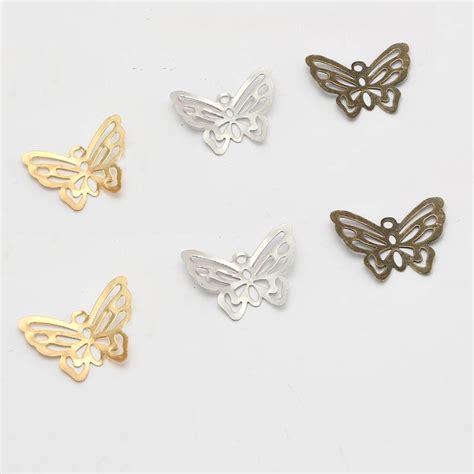 50 Unids Lote 22x18mm Metal Mariposa Filigrana Envuelve Encantos