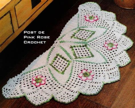 Pink Rose Crochet Tapete Meia Flor Em Barbante