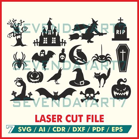 Halloween Silhouettes SVG Digital File, Clipart, Svg, Ai, Cdr, Dxf, Pdf ...