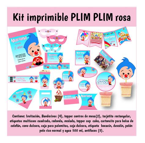 Kit Imprimible Plim Plim Color Rosa Niña Editable REGALOSFATYSIR