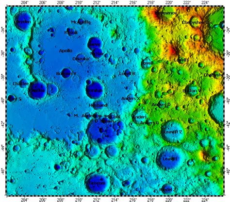 LAC 121 Apollo Quadrangle Of Moon Topography