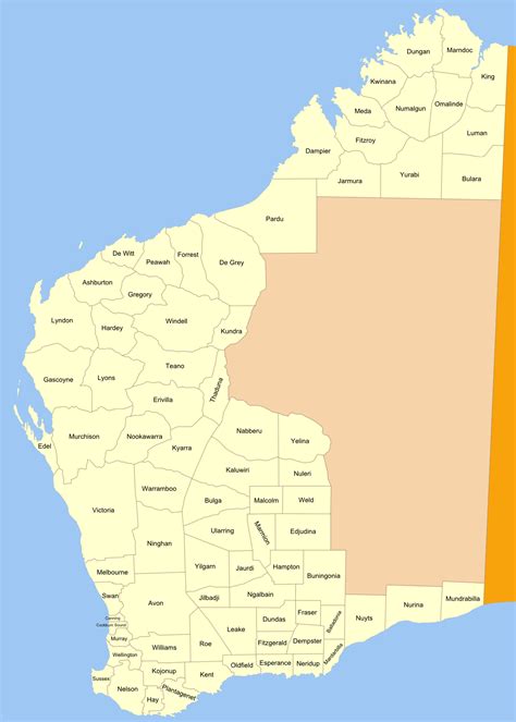 Cities Map Of Western Australia •