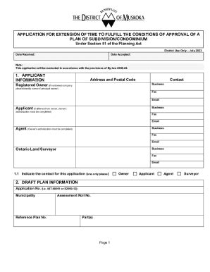 Fillable Online Subdivision And Condominium Extension Application Form