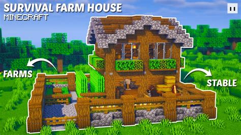 Minecraft How To Build A Survival Farm House Simple And Useful