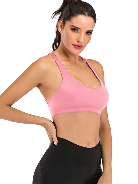 Sayfut Womens Strappy Sports Bra Sexy Crisscross Back Medium Support