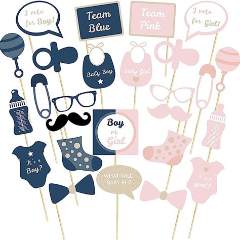 Buy Baby Shower Photo Booth Props Navy Blue And Pink Boy Or Girl Gender