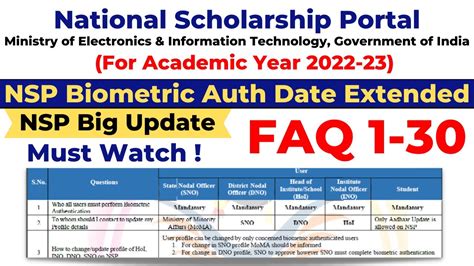 NSP Scholarship 2022 23 NSP Biometric Authentication FAQ Guidelines