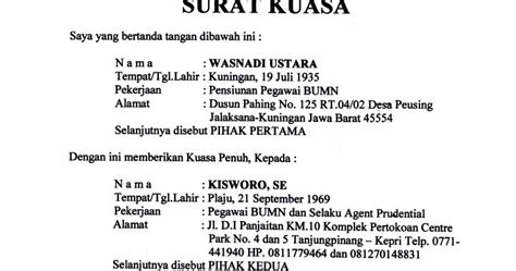 Contoh Surat Kuasa Dihadapan Notaris - Kumpulan Contoh Surat dan Soal ...