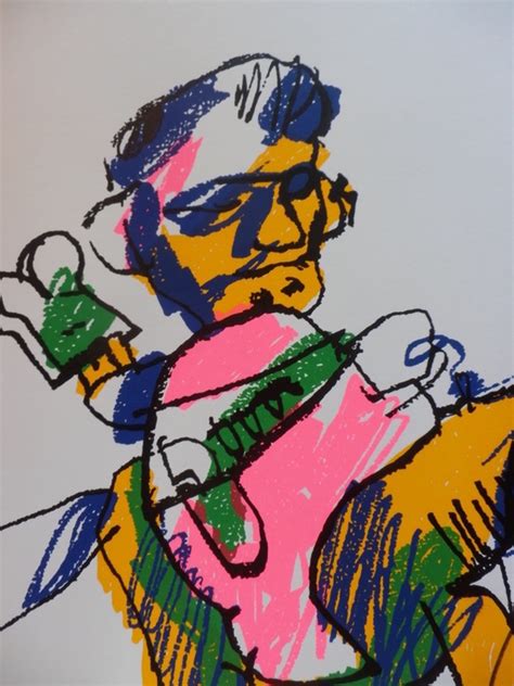 HERMAN BROOD GROTE 70x70cm HANDGESIGNEERDE ZEEFDRUK MAN EN PAARD