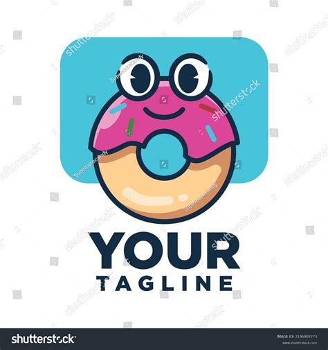 Cute Donut Mascot Logo On Blue Stock Vector Royalty Free