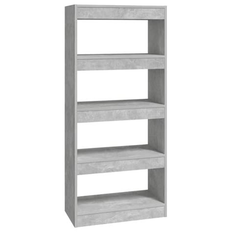 Raivos Wooden Bookshelf And Room Divider In Concrete Effect Furniture