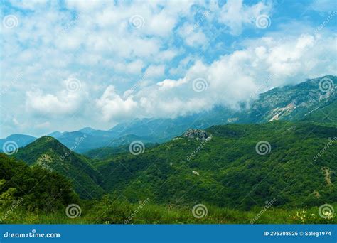 Beautiful Mountains Summer Landscape Clouds Forest On The Hillsides