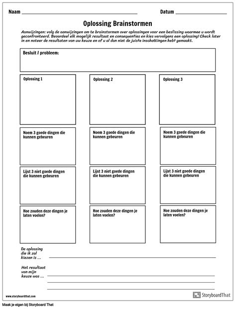 Brainstorming Solutions Werkblad Storyboard Por Nl Examples