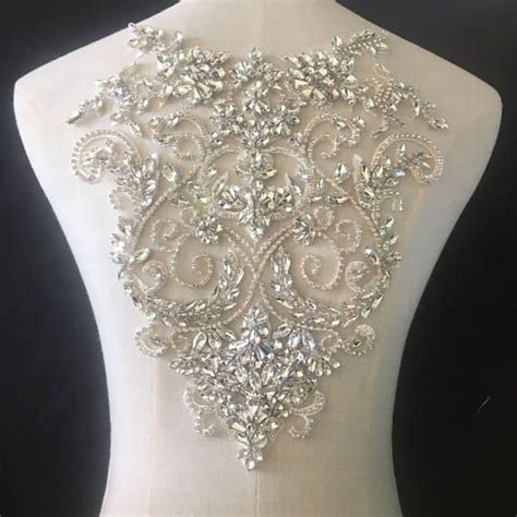 Deluxe Rhinestone Bodice Applique Crystal Applique Heavy Bead