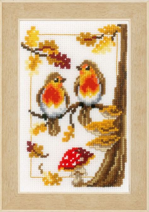 Vervaco Four Seasons Birds Set Of Cross Stitch Kit Cm X Cm