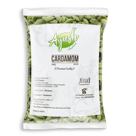 Ayush Premium Green Cardamom Elaichi Coorg Spice 8mm Bolt 100 G