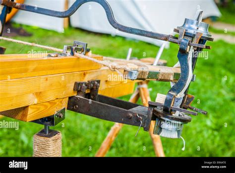 Details Of An Ancient Roman Dart Throwing War Machine Stock Photo Alamy