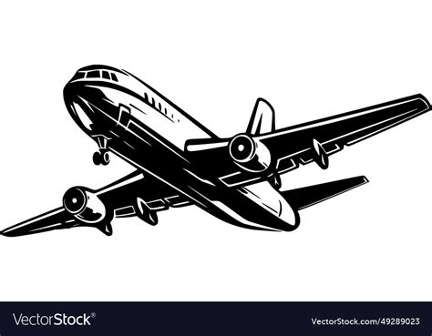 Plane - black and white Royalty Free Vector Image