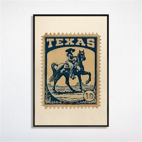 Vintage Texas Cowgirl Art Print Retro Texas Cowgirl Western Home Decor