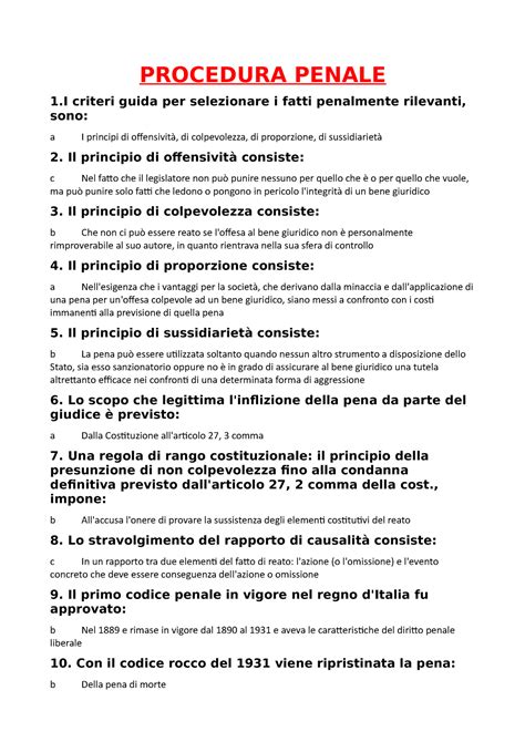 Riassunto Procedura Penale Procedura Penale Criteri Guida Per