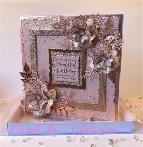 Using Chloes Winter Rose And Fancy Squares Nesting Dies Birthday Frames