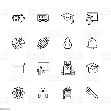 Modern Thin Line Icons Set Of School Stock Illustration Download