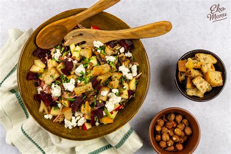 Rode Bietensalade Met Geitenkaas Appel En Broodcroutons