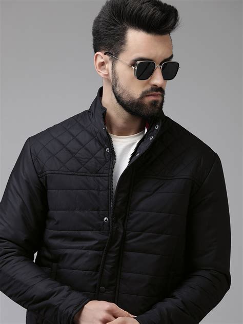 Buy Arrow Men Navy Blue Solid Padded Jacket With Quilted Detail ...