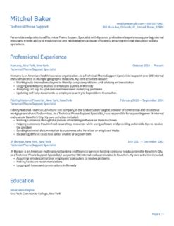 Technical Support Resume Examples Pdf Format