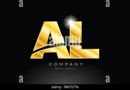 Gold Golden Alphabet Letter Al A L Logo Combination Design Suitable For