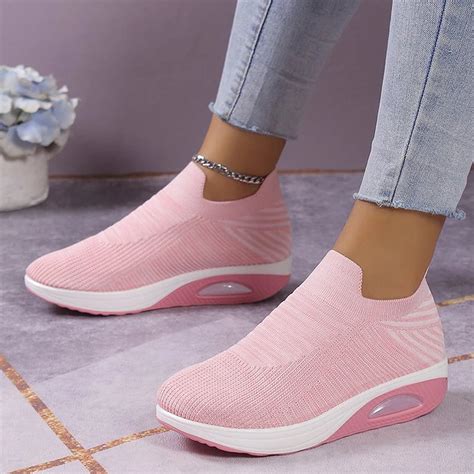 Air Cushion Bottom Sock Sneakers For Women Breathable Mesh Slip On