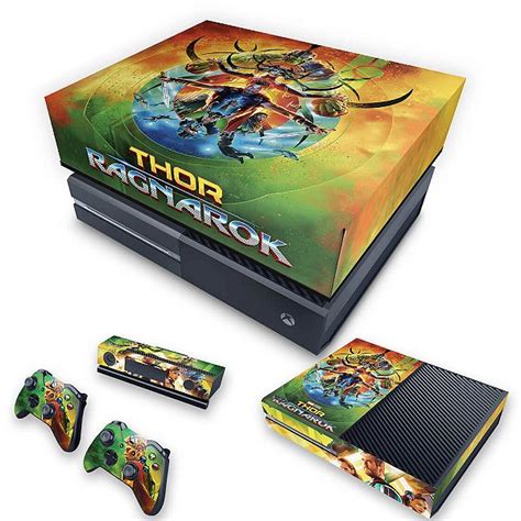 KIT Xbox One Fat Skin E Capa Anti Poeira Thor Ragnarok Pop Arte Skins