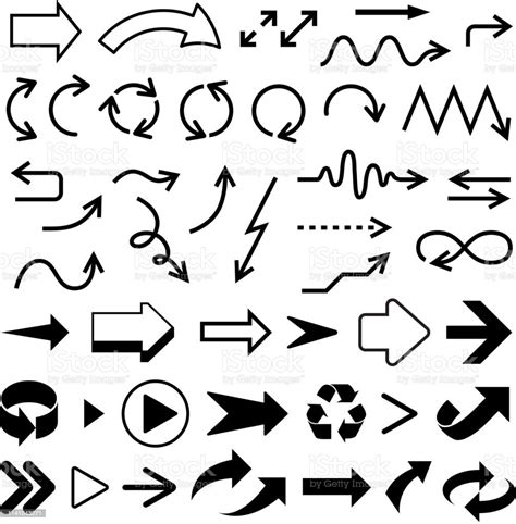 Simple Black Arrows Flat Icons Vector Set Stock Illustration Download