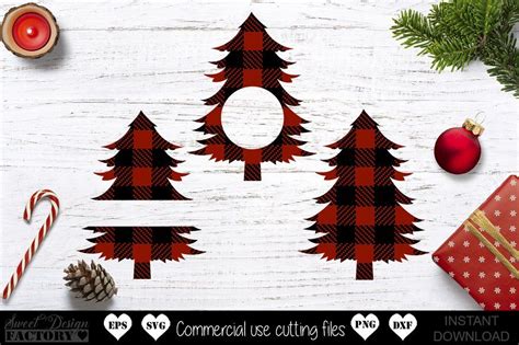 Christmas Tree Svg Plaid Buffalo Check Farm Christmas Ustic Sign Decor