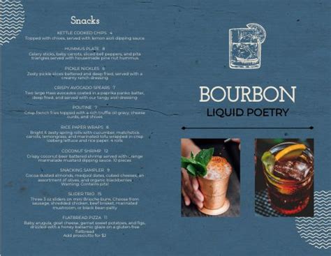 Bar Bourbon Bifold Menu Template By Musthavemenus