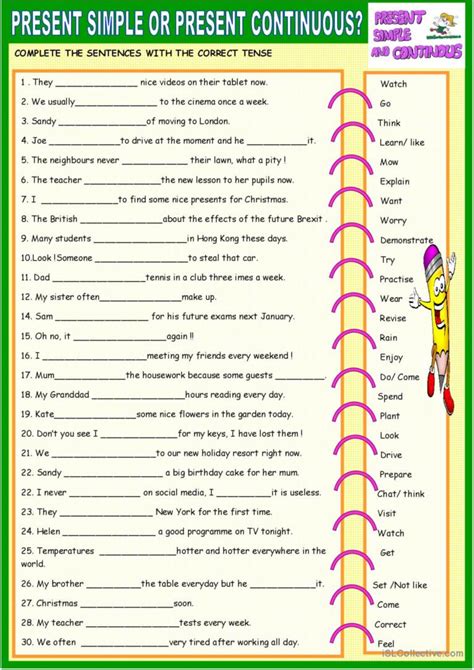 Present Simple Or Present Continuous English Esl Worksheets Pdf And Doc