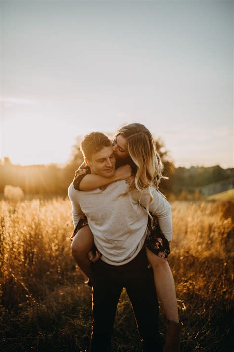 Golden Hour Engagement Session In The Fields Midwest Ohio Wedding