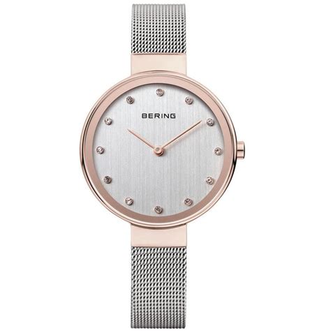 Reloj Bering Mujer Cl Sico Malla Fina Plateado Y Rosado