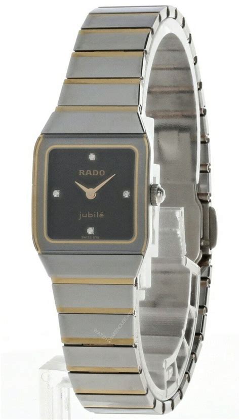 New Rado Jubile Black Dial S Steel Two Tone Bracelet Womens Watch