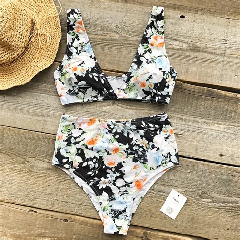 Cupshe Mist And Noct Print Bikini Set High Waisted Two Pieces Swimsuit