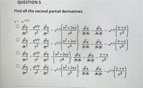 Solved Find All The Second Partial Derivatives