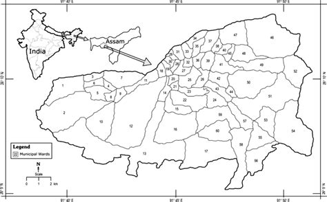 Location Map Of Guwahati City Showing Its Municipal Ward Boundaries