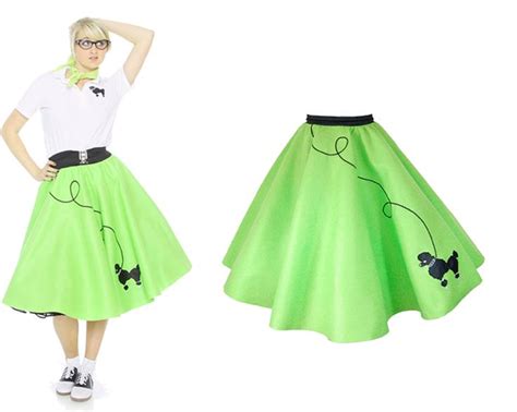 Ladies 50s Poodle Skirt Lime Green With Black By Hiphop50sshop