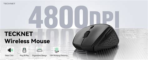 TECKNET Wireless Mouse, 2.4G USB Computer Mouse with 6-Level Adjustable ...