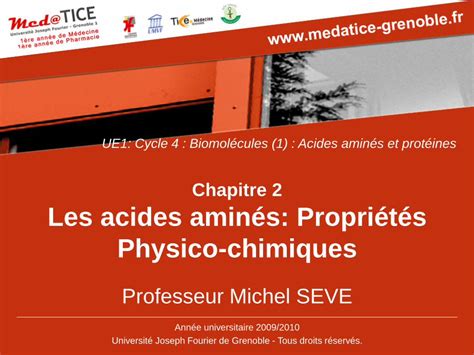 PDF Chapitre 2 Les acides aminés Propriétés Physico 2 Constantes